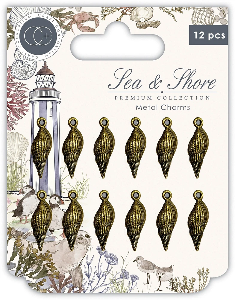 Craft Consortium Sea & Shore Metal Charms 12/Pkg-Shells