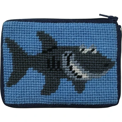 Stitch and Zip Kids Coin Case Needlepoint Kit Shark SZ8103