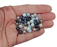 Crystal Charms Mix, 20pc Blue Gray & Black Pearl Dangles, Adorabilities