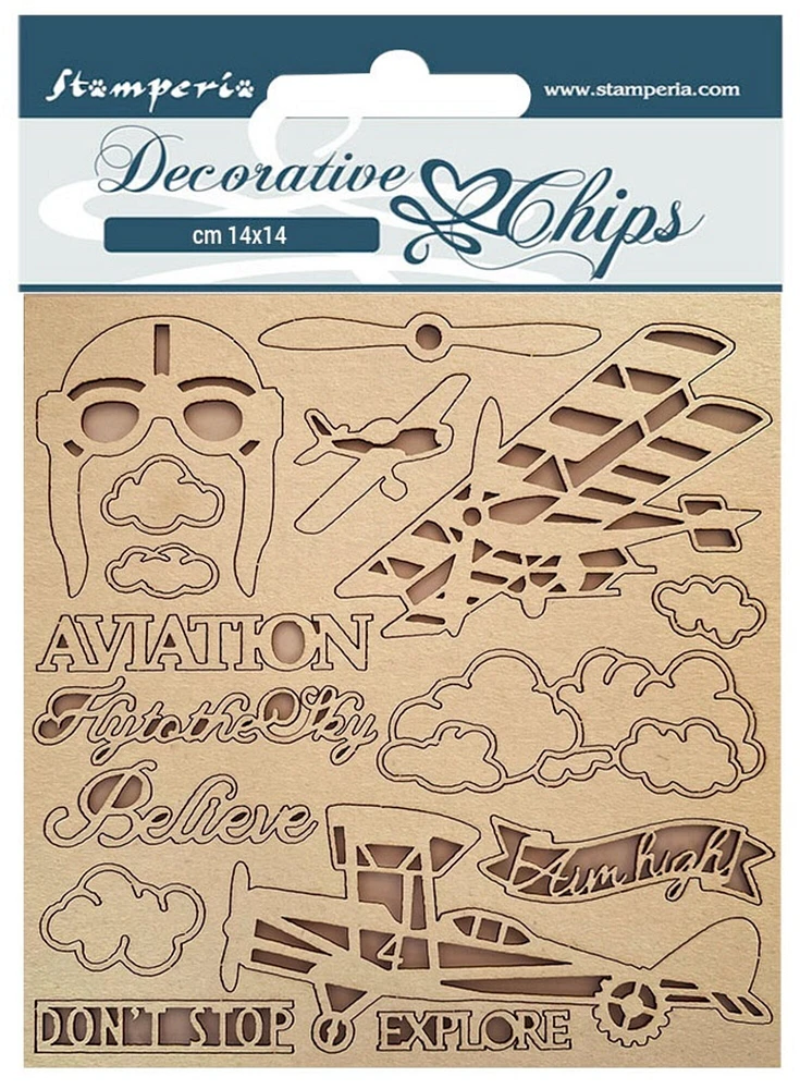 Stamperia Decorative Chips 5.5"X5.5"-Sir Vagabond Aviator Aviation