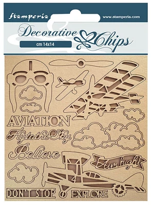 Stamperia Decorative Chips 5.5"X5.5"-Sir Vagabond Aviator Aviation