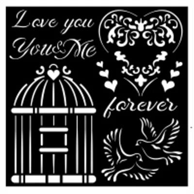 Stamperia Stencil 7"X7"-Love Me, You And Me