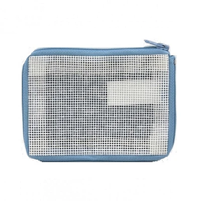 Stitch & Zip Coin Purse Kit, Needlepoint Blank-Make Your Own - Light Blue Design