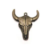 4, 20 or 50 Pieces: Bronze Steer Cattle Skull Pendant Charms