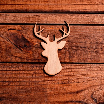 5 in. Unfinished Wooden Laser Cut Deer Head