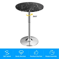 Costway 4PCS Round Bistro Bar Table Height Adjustable 360-degree Swivel White\Black