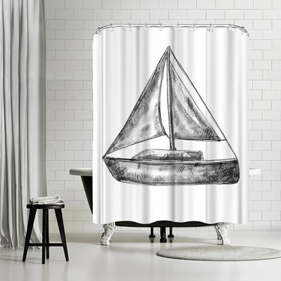 Bw Sailboat 18X24 01 by Jetty Printables Shower Curtain 71" x 74"