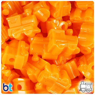 BeadTin Orange Opaque 22mm Train Plastic Pony Beads (24pcs)