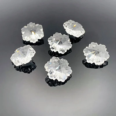 4, 20 or 50 Pieces: Clear Glass Faceted Snowflake Christmas Charms