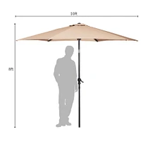 Costway 10FT Patio Umbrella 6 Ribs Market Steel Tilt W/Crank Outdoor Garden Beige