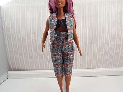 2 pc Gray Suit Set for Curvy 12 inch Fashion Dolls
