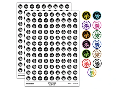 Cute Astronaut in Space with Stars 0.50" Round Sticker Pack