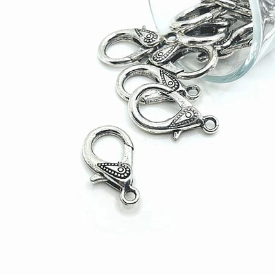 4, 20 or 50 Pieces: 16 x 31 mm Antiqued Silver Decorative Lobster Clasps