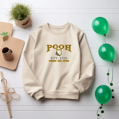 Pooh Hundred Acre Woods Embroidered Sweatshirt Fun Mother's Day Sweater Gift Comfy Pullover Present Soft Unisex Hoodie Custom Crewneck
