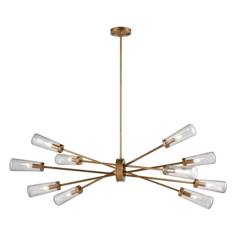 Elk Showroom Xenia 54 Wide 10-Light Chandelier - Matte Gold with Seedy Glass