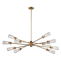 Elk Showroom Xenia 54 Wide 10-Light Chandelier - Matte Gold with Seedy Glass