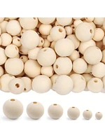 500Pcs Wooden Beads, 6 Sizes Unfinished Natural Wood Beads for Crafts, Pre-Drilled Round Wooden Balls for Garland, Macrame, Jewelry, and Farmhouse Decor (8mm, 10mm, 12mm, 14mm, 16mm, 18mm)