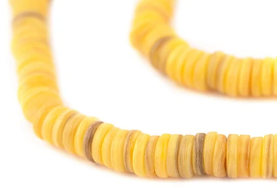 TheBeadChest Yellow Sliced Shell Heishi Beads 8mm 15 Inch Strand