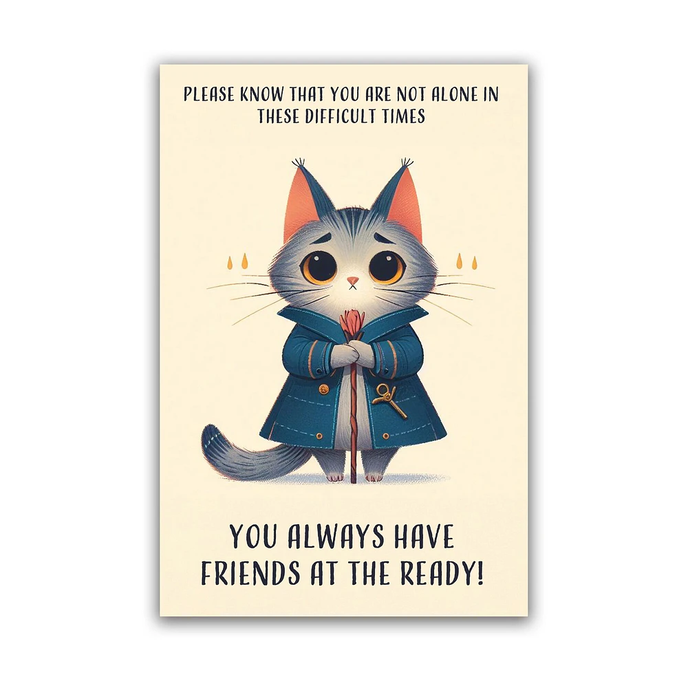 Sympathy Cat Wooden Postcard