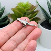 4, 20 or 50 Pieces: Silver Velociraptor 3D Dinosaur Charms