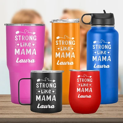 Strong Like Mama: Celebrating Courage, Unwavering Love, Mother Day, Birthday Gift from Daughter , Son, Mom Mug