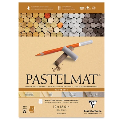 Clairefontaine Pastelmat Pad - 12" x 15-1/2", Assorted, Palette No. 1, 12 Sheets