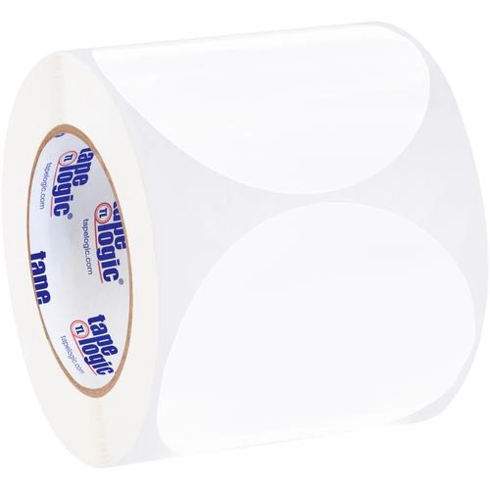 Tape Logic Inventory Circle Labels, 4", White, 500/Roll