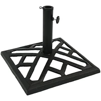 Sunnydaze 17 in Modern Geometric Cast Iron Square Patio Umbrella Base by