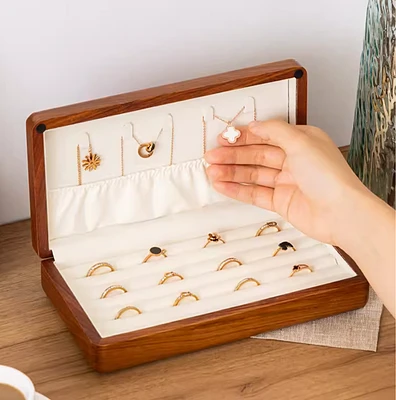 Rectangular Jewelry Box, Solid Wood Ring Necklace Box, Large Capacity Ring  Box, Proposal Wedding Jewelry Box, Bridal Organizer Box
