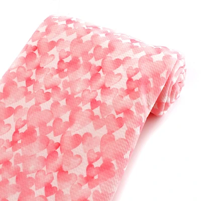 Watercolor Pink Hearts Bullet Fabric