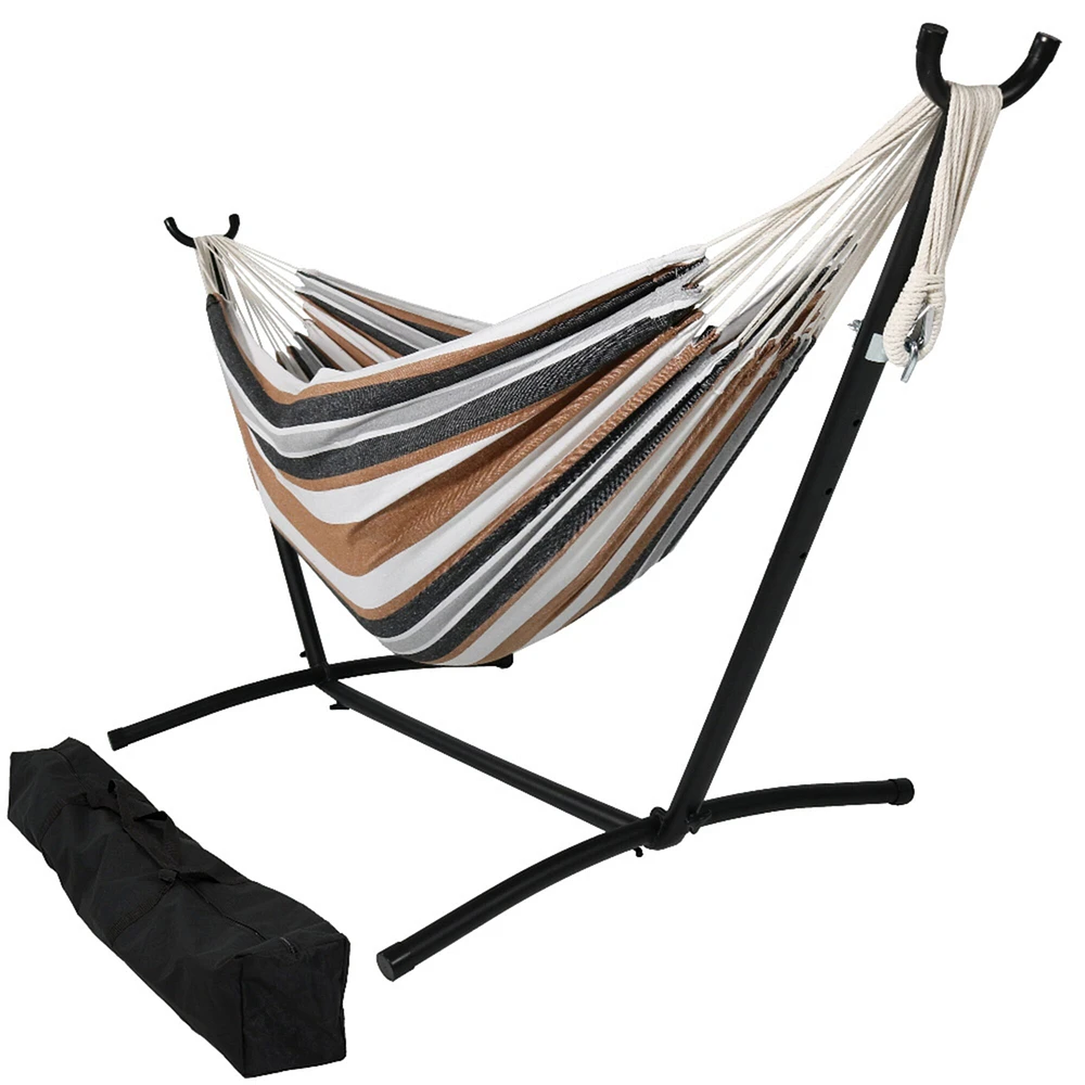 Sunnydaze Large Cotton Hammock with Steel Stand and Carrying Case