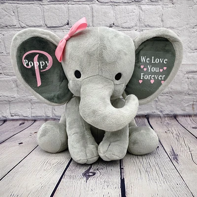 Plush elephant we love you forever personalized gift Stuffed animal birth stats plush