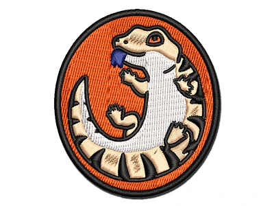 Fat Cute Blue Tongued Skink Lizard Reptile Multi-Color Embroidered Iron-On Patch Applique