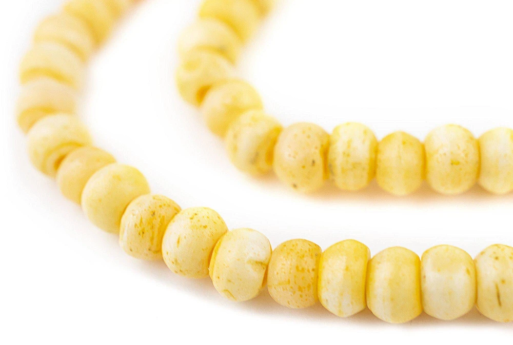 TheBeadChest Yellow Rustic Bone Mala Beads (6mm)