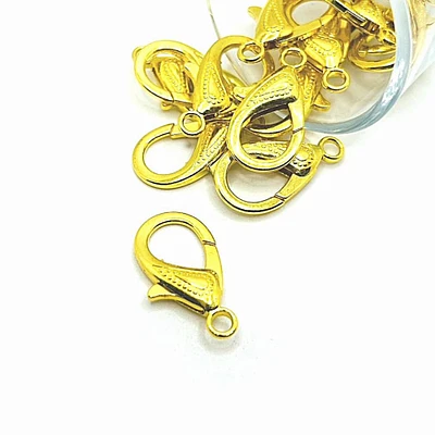 4, 20 or 50 Pieces: 16 x 31 mm Gold Plated Decorative Lobster Clasps