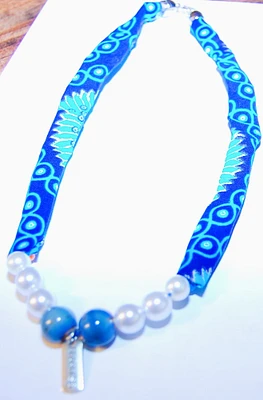 Ankara Print Pearl Necklace