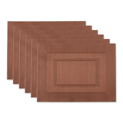 Contemporary Home Living Cinnamon Double Frame Rectangular Placemats - 17.25" - Red - Set of 6