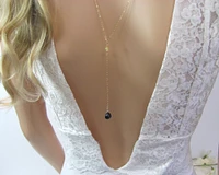 Blue Sapphire Bridal Backdrop Necklace, Handmade Wedding Jewelry