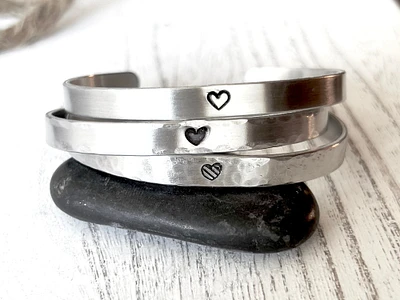 Personalized Bracelet, Inside Message Bracelet, Heart Bracelet, Hand Stamped Jewelry, Personalized Gift
