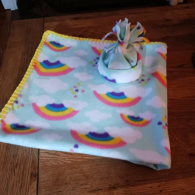 Rainbows Fleece Baby Throw with Hat