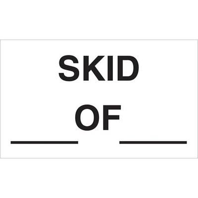 Tape Logic Labels, "Skid___ of ___", 3" x 5", Black/White, 500/Roll