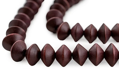 TheBeadChest Dark Brown Bicone Natural Wood Beads (10x15mm): Organic Eco-Friendly Wooden Bead Strand for DIY Jewelry, Crafts, Necklace and Bracelet Making