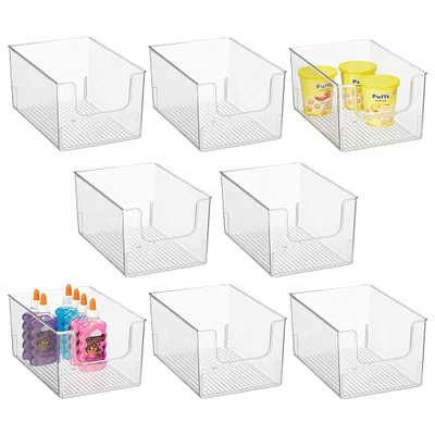 mDesign Household Plastic Storage Organizer Bin with Open Front