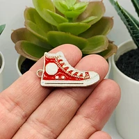 4, 20 or 50 Pieces: Red Enamel Converse Sneaker Charms; Double Sided