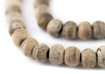 108 8mm Rustic Grey Bone Mala Beads - Handmade Fair Trade Nepal Prayer Rosary Beads Necklace for Mediation, Yoga, Jewelry Making, Crafts - The Bead Chest