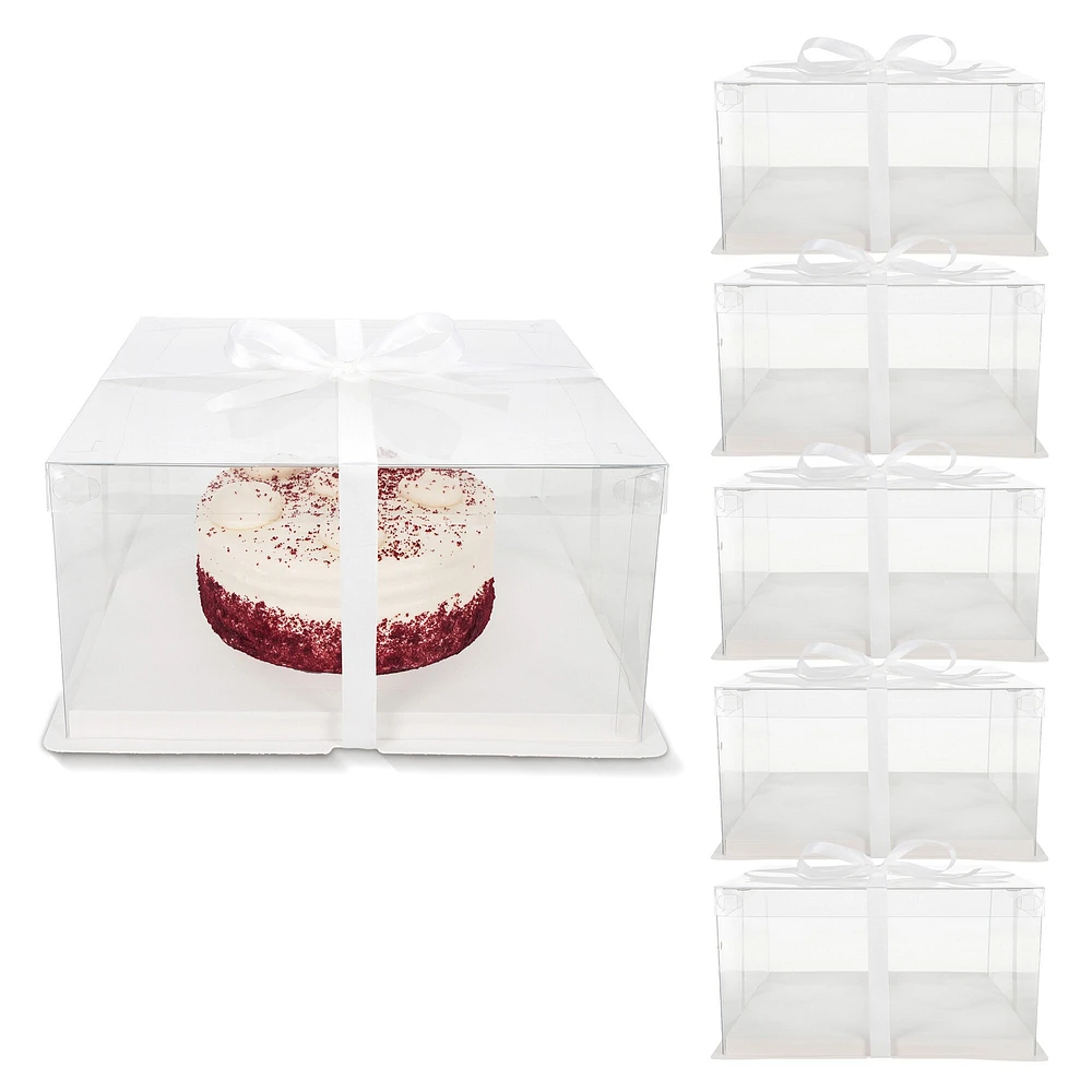Spec101 Clear Cake Box Pastry Boxes 12x12x7 Inch Cake Boxes with Cake Boards 6pk