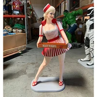 Usherette Waitress in Red Life Size Statue