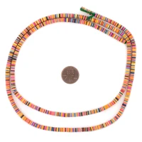 TheBeadChest Tropical Medley Vinyl Phono Record Beads 4mm Ghana African Multicolor Disk 30 Inch Strand Handmade