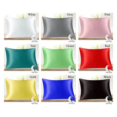 Bargain Hunters 4-Pack Soft Smooth Natural Cooling Zippered Queen Satin Pillow Cover Protectors