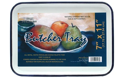 PRO ART Butcher Tray Palette, 7" x 11" porcelain coated metal tray palette for Painting, Color Theory, Mixing oil, acrylic or watercolor paints and more.